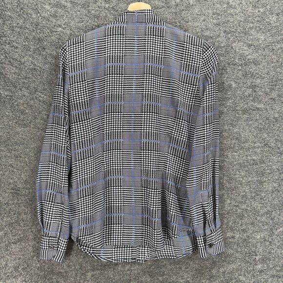 Brooks Brothers Blouse Women 2 Gray Plaid V-Neck Long Sleeve Pullover Casual - Picture 2 of 7
